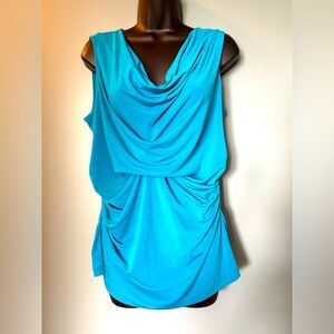 Alfani Greek Goddess Women's Sz L Sleeveless Gathered Dress Blouse